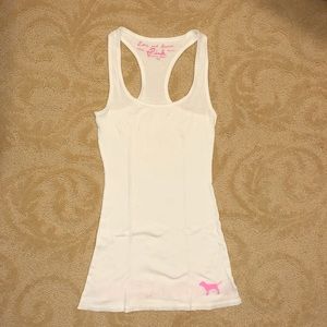 PINK white tank top, size XS